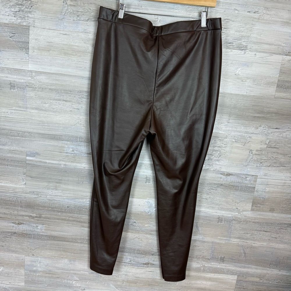 Eloquii Brown and Dark Brown Faux Leather Leggings - Picture 3 of 4